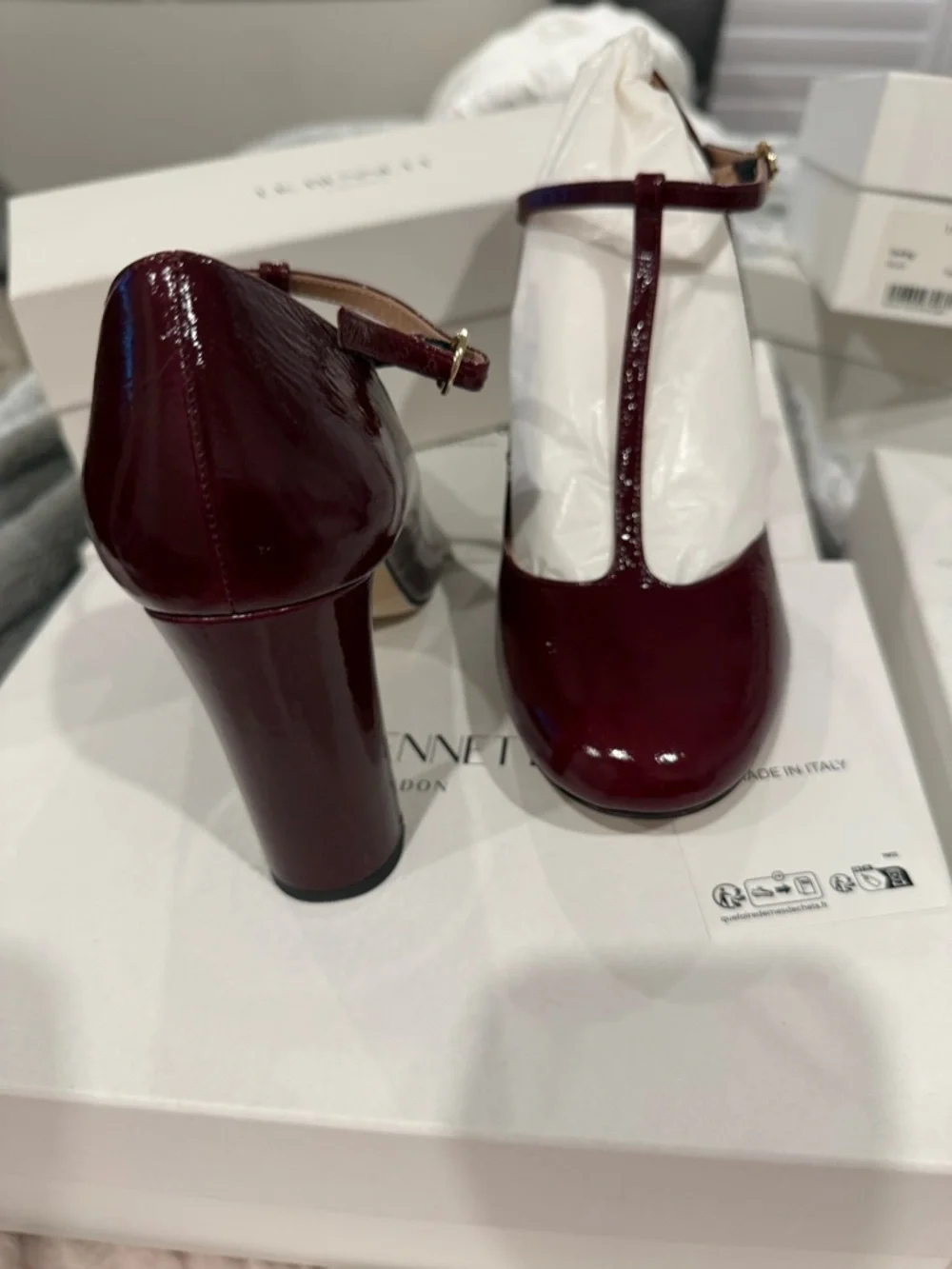 LK Bennett Burgundy Patent T‑Bar Pumps - Picture 7 of 13